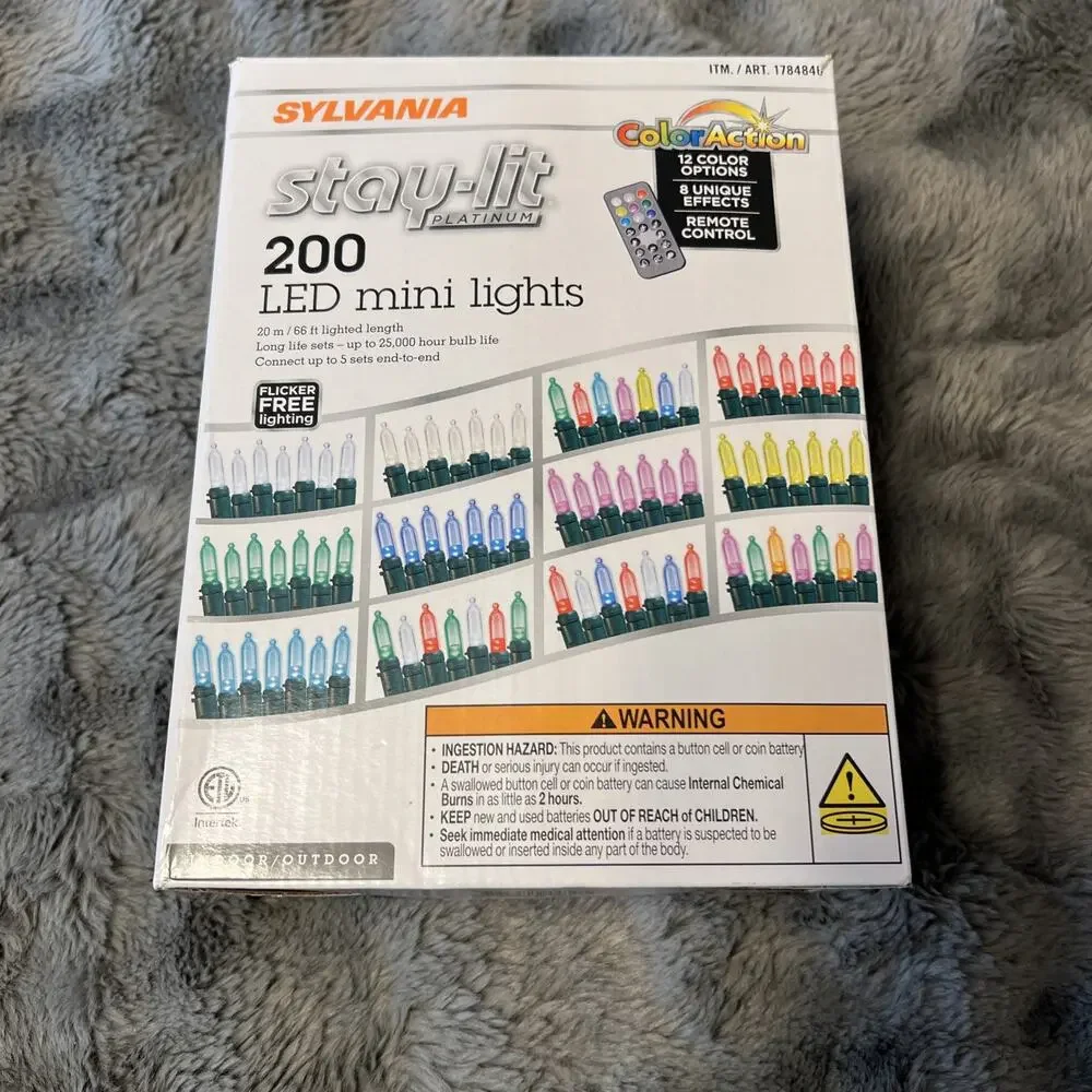 Sylvania Stay-Lit Color Action 200 LED Mini Lights with Remote Control Untested